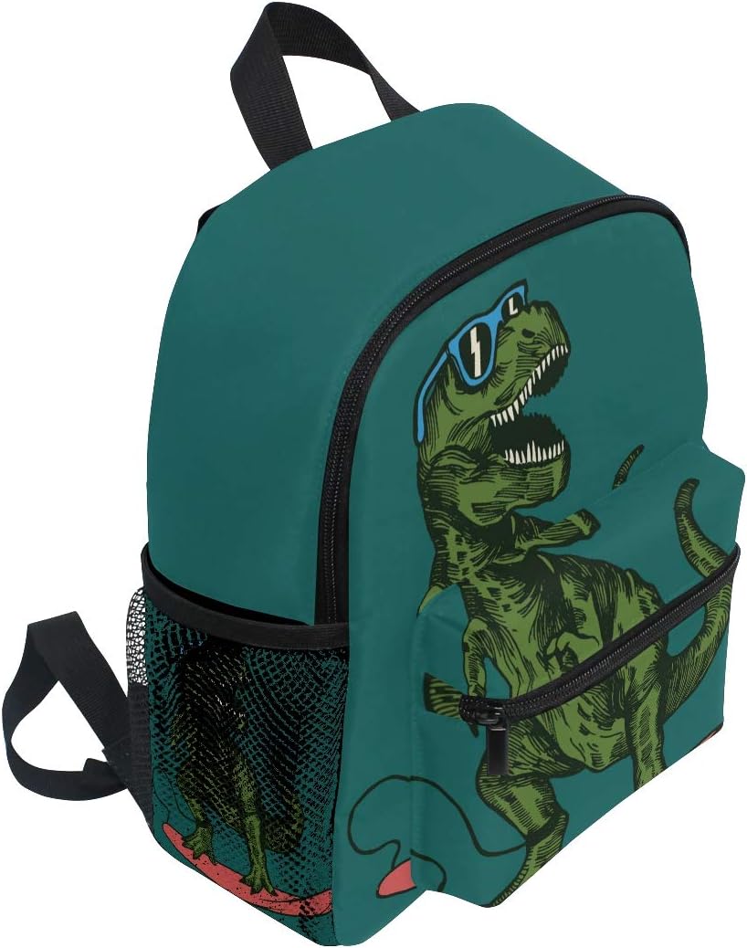 ISAOA Dinosaur with Sunglasses Children's Backpack for Boys,Kid's Schoolbag for Kindergarten Preschool Toddler Baby Nursery Travel Bag with Chest Clip - Image 3