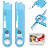 2 Pcs 4 in 1 Needle Threader, Automatic Sewing Needle Threader for Hand Sewing &amp; Sewing Machine, Magnetic Sewing Tool with Magnifier &amp; 2 Seam Rippers (Blue)
