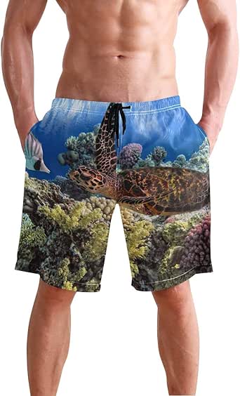 Download Mens Swim Trunks Sea Coral Turtle Fish View Clear Beach ...