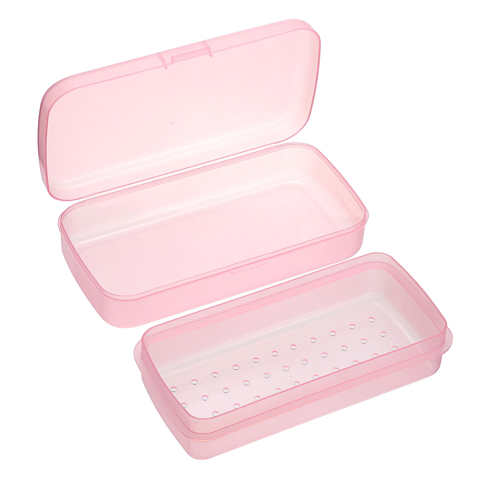 Photo 1 of JUXYES Plastic Sterilizing Tray for Nail Art Accessories Tools, Portable Nail Art Tool Sterilizer Tray with Strainer, Fully Transparent Storage Box Organizer for Tweezer, Manicure Tools
