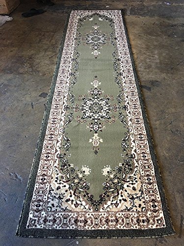 Traditiinal Long Persian Oriental Runner Rug Sage Green Design 510 (31 Inch X 15 Feet 8 Inch)
