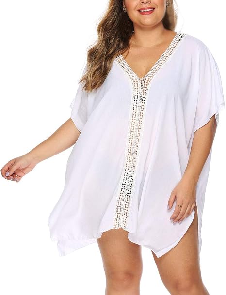 Short Sleeve Beach Dress Women Deep Classic V Neck Large Sizes Trendy