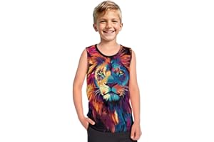 Fishoutleap Kids Summer Shirt Size 2-12 Years Sleeveless T Shirts Children Tank Tops Senior Tees for Boys