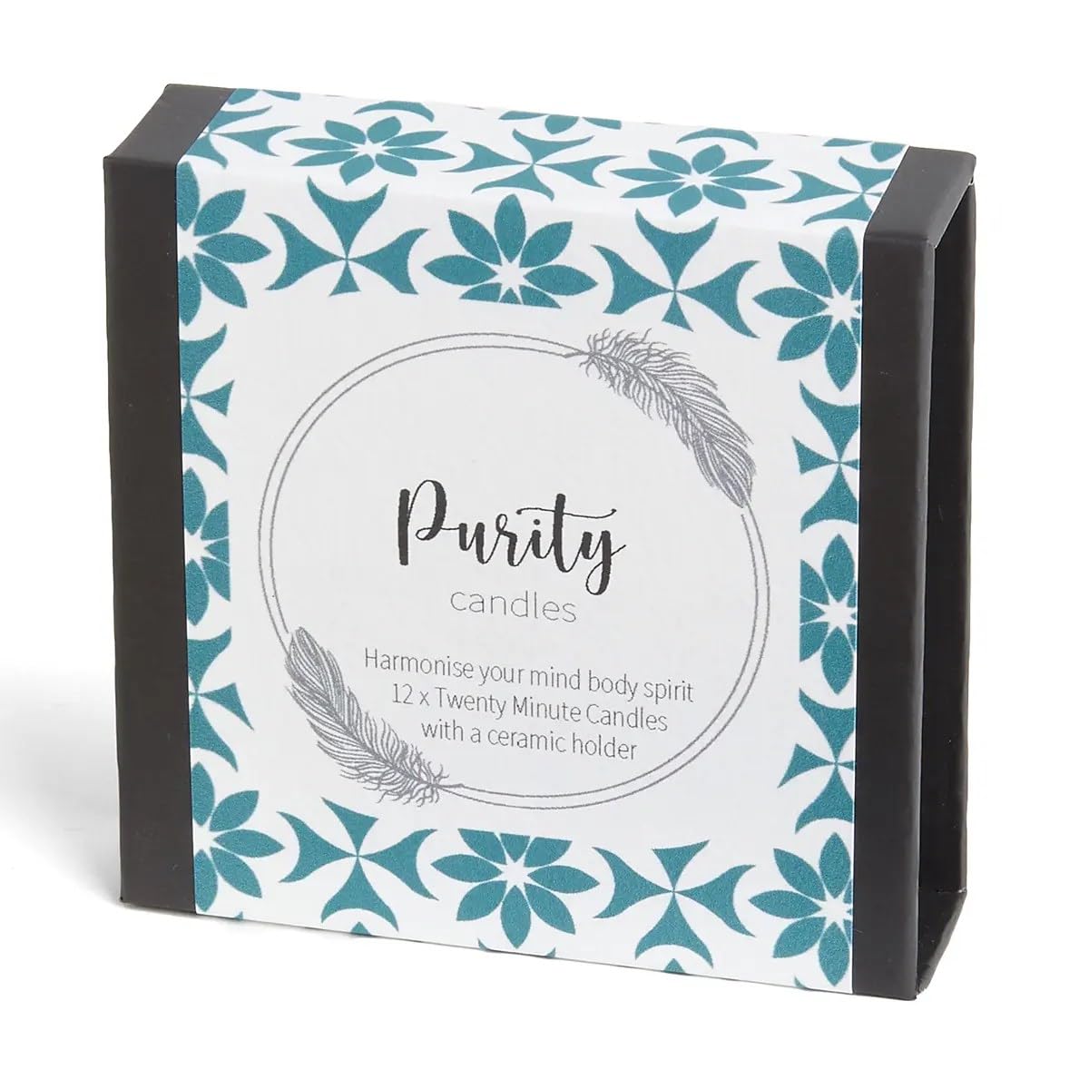 Mind Body Soul - Purity Candles (wrap). 12 x Twenty Minute Candles with a Ceramic Holder for Relaxation, Meditation, Mindfulness and Well-Being