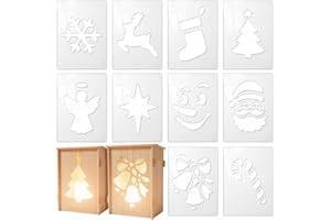 YOPPIX STUDIO YOPPIX 10PCS Christmas Acrylic Router Template Set - 8"x5.5" Woodworking Stencils with Christma Tree Gift Patterns, 5mm Thick Clear Acrylic Templates for DIY Crafts and Holiday Decorations