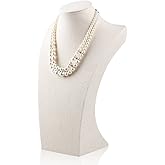Oirlv Linen Necklace Display Bust 3D Necklace Organizer Jewelry Display Holder (H-13.38inches)