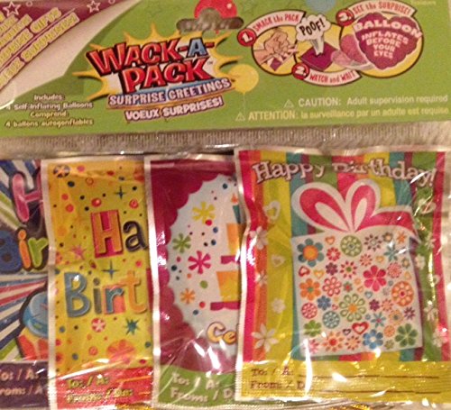 Wack-A-Pack Happy Birthday Self-Inflating Foil Balloons, 1 Package of 4