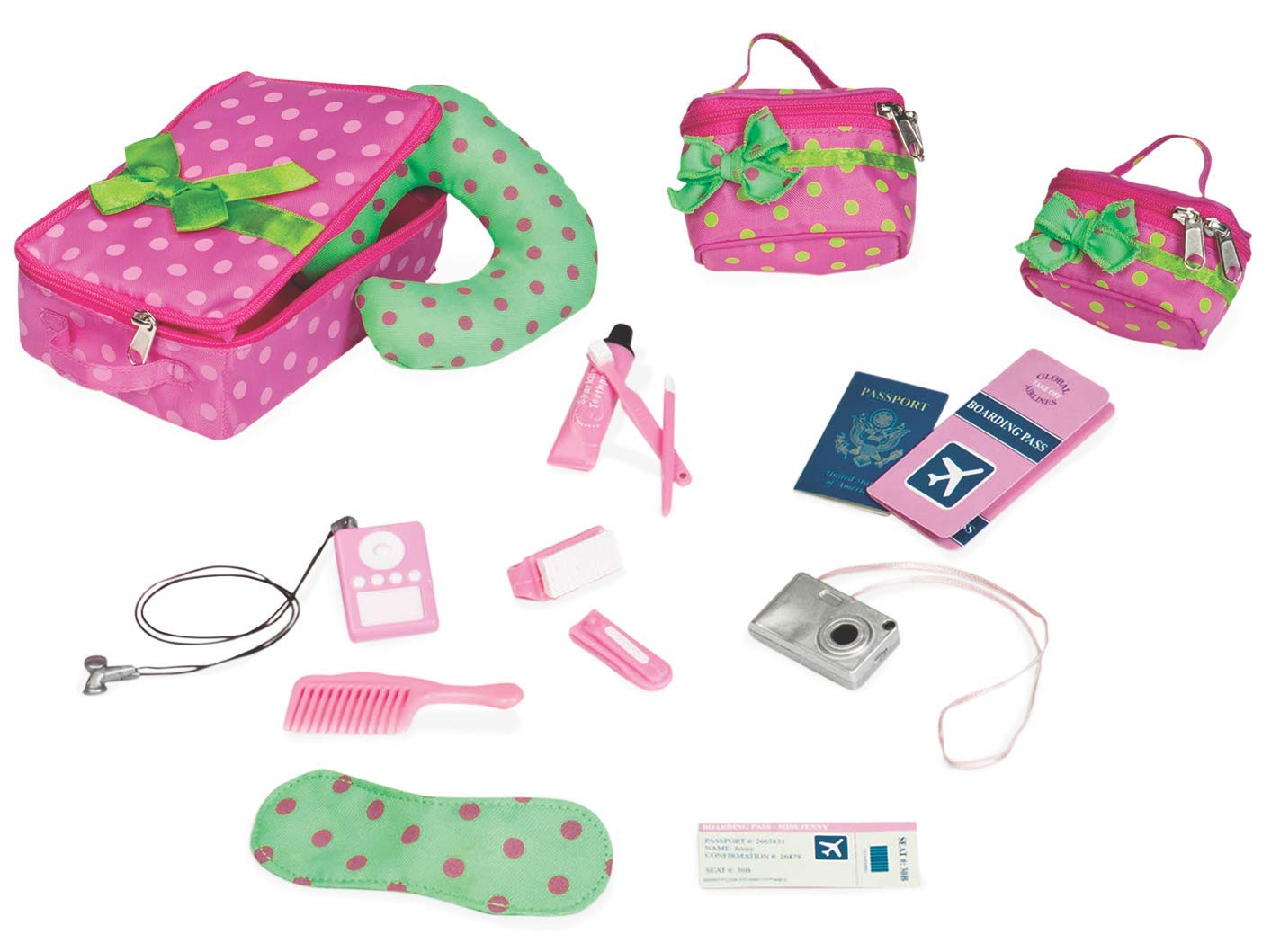 Our Generation - Luggage And Travel Set - 18-Inch Doll Accessories - Suitcase & Carry-On - Travel Toy - Pretend Play - Toy for Kids 3 Years +