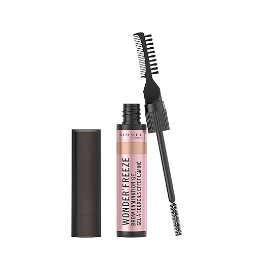 Rimmel Wonder'Freeze Brow Lamination Gel 002 Blonde, Sculpt Shape Set Brows One, All Day Hold, Flake-Free, Naturally Fluffy Looking Brows, Dual Comb and Brush, Smudge Proof, Cruelty Free, Vegan