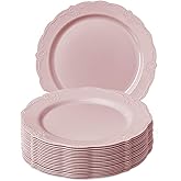 DISPOSABLE DINNERWARE PLATES | Blush | 10 Dinner Plates - 10.25" | Vintage Collection