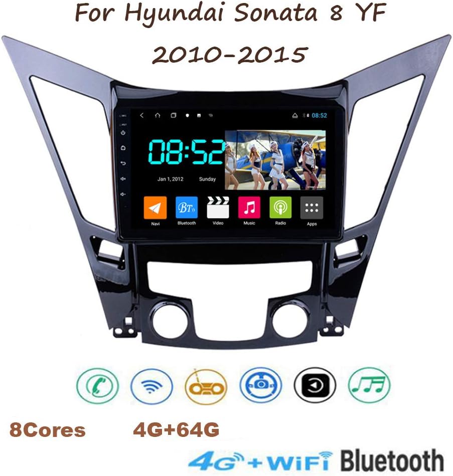 Yuahwyehe Android 8.1 Car Stereo 9 Inch HD Touch Screen for Hyundai Sonata 8 YF 2010-2015 Head Unit In-Dash Car Radio Video Multimedia Player Supports GPS Full RCA Output OBD DAB