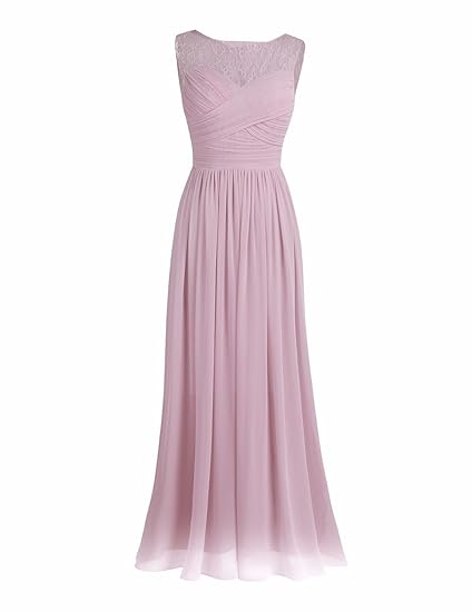YiZYiF Elegant Damen Kleid Festliche Kleider Brautjungfer Hochzeit Party Abschlussball Cocktailkleid Chiffon Faltenrock Lange