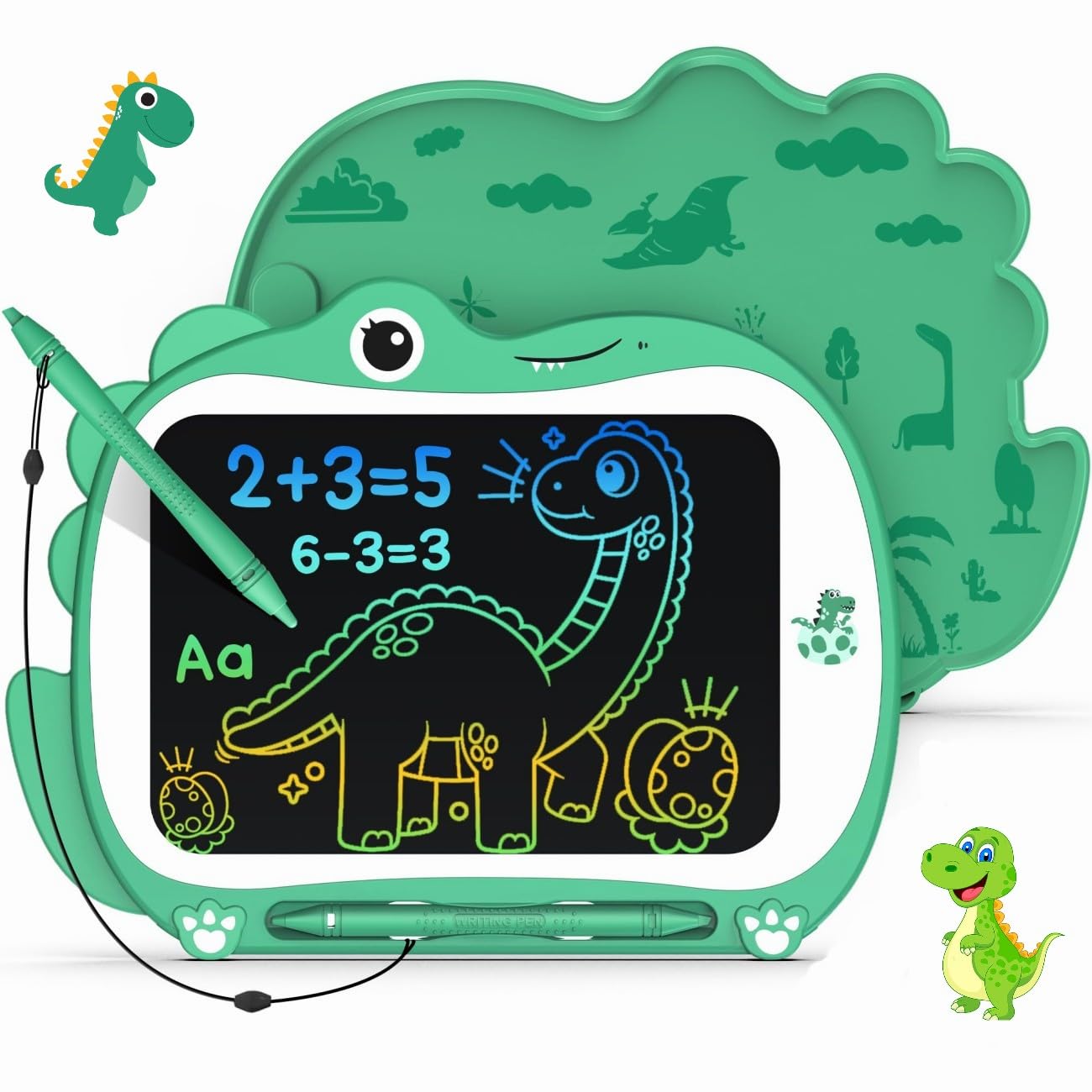 Lziizl LCD Writing Tablet for Kids 8.8" Toddler Toys Doodle Board Green Dinosaur Toys Drawing Pad for 3 4 5 6 Years Old Boys Girls Birthday Gifts