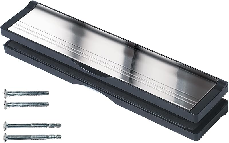 Keypak 12in Sleeved Door Letterbox for 40-80mm Doors Black/Polished Silver
