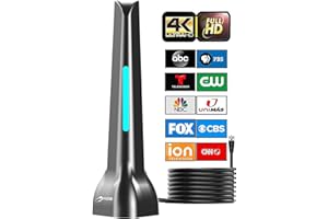 TV Antenna, HIDB Digital Antenna for Smart Indoor 2023 Upgrade, Long Range Reception 4K 1080P Free HDTV Channels, Compact Design Easy Installation with 10FT Coax Cable, Black Without Magnetic