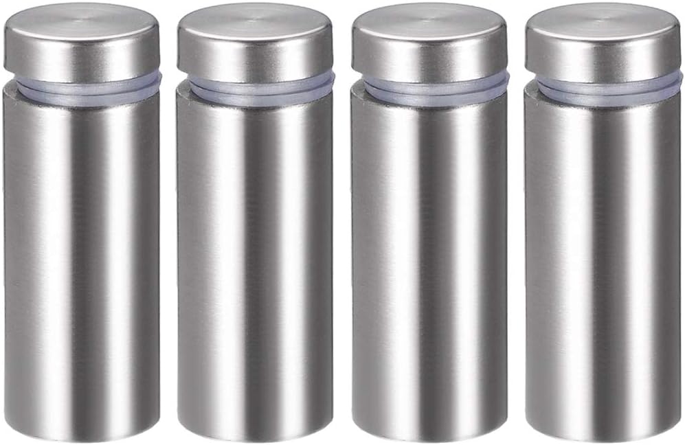 sourcing map 5/8 Dia x 1-5/8"(16x42mm) Standoff Screws Wall Mount Sign Holders Acrylic Glass Nails 4pcs, Silver Tone