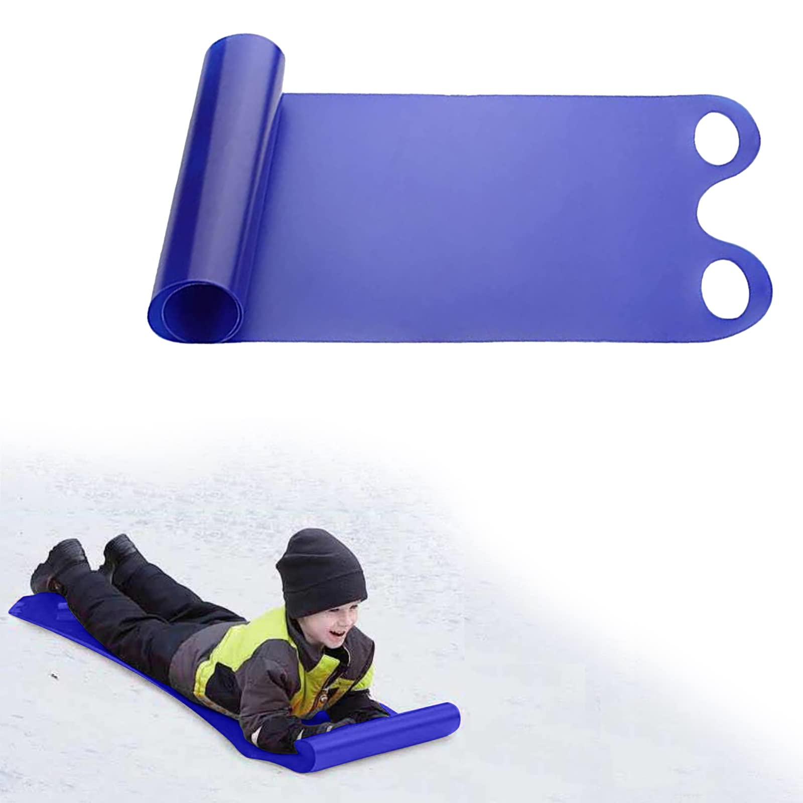 GLAITC Snow Sledge, 16.5 x 36.2 inch, Compact, Blue (Polyester), Foldable, Lightweight for Kids and Adults, Sled