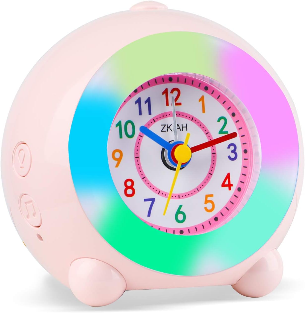 Réveil Enfant Azyh Avec Veilleuse 7 Couleurs - Affichage Température - 8 Sonneries - Cadeau Ludique