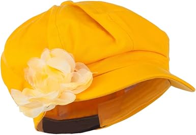 yellow newsboy hat