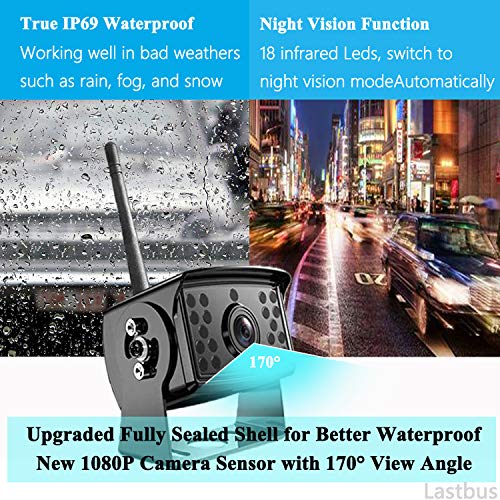 Digital Wireless Backup Camera System, LASTBUS Waterproof Night Vision