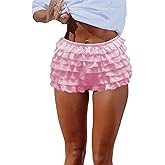 Sawden Women Lolita Lace Bloomers Y2k Ruffle Booty Mini Sexy Boy Shorts Layered Sweet Pettipants