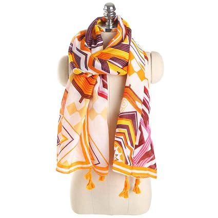 Omeqiumei Coton Lin Diamant Foulard Ligne Imprimé Foulard