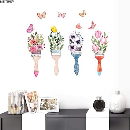 Amazon Com Bibitime Vinyl 4 Brushes Blooming Flowers Leaves