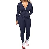 BNGPIKLY Women Two Piece Outfits Workout Sets Bodycon Legging Jacket Tracksuit Zip Up Hoodie Jogger Matching Sweat Pants Set