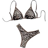 GORGLITTER Women's 2 Piece Bikini Sets Swimsuits Leopard Cheetah Print High Waisted Triangle Bathing Suit Swimwear
