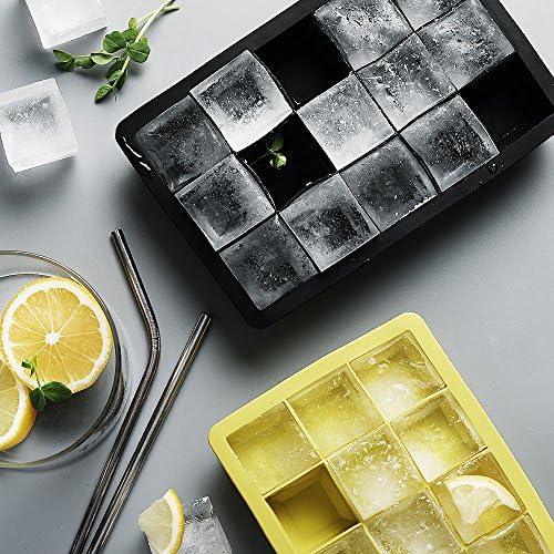 Ice Cube Trays Silicone - Set of 2 Easy Release Ice Cube Mold for Chilling Whiskey Cocktail and Beverages by BANFANG