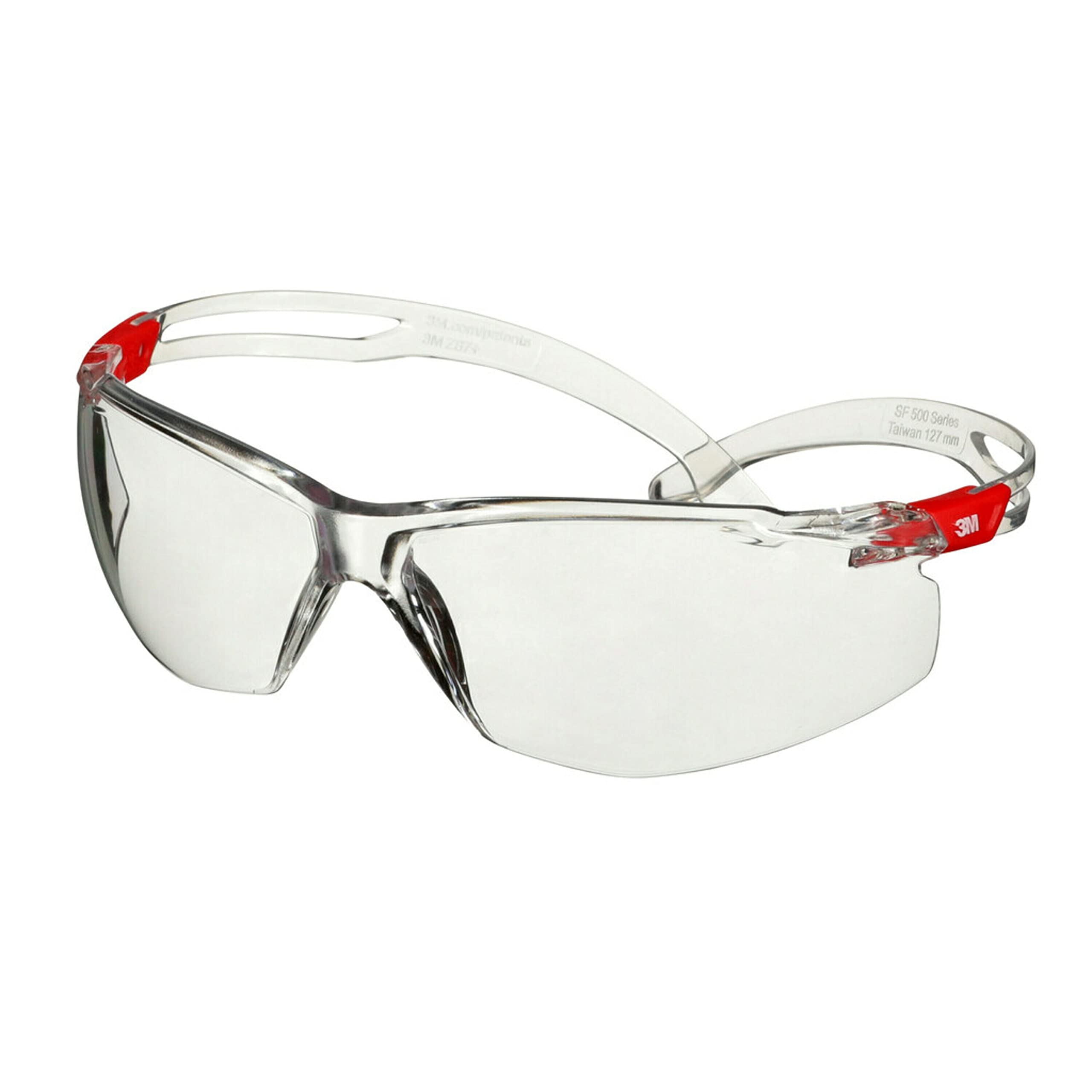 3M SecureFit 500 Safety Glasses, Clear & Red frame, Scotchgard Anti-Fog/Anti-Scratch Coating (K&N), Clear lens, SF501SGAF-RED-EU