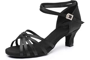 Rosefinch Latin Dance Shoes for Womens Satin Ballroom Salsa Practice Performance Wedding Dancing Shoes High Heels Dancing Sho