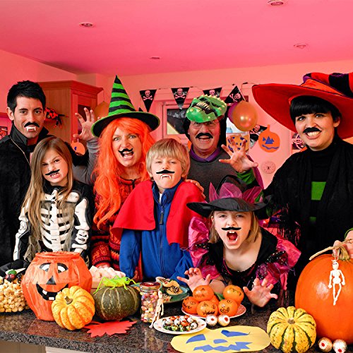 Whaline 60 Piece Fake Mustache Self Adhesive Costume Novelty Mustaches for Party Supplies, Masquerade & Performance (Black)