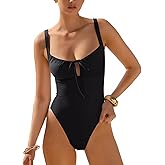 LASLULU Women One Piece Swimsuit Cutout Tie Push Up Bathing Suit Slimming Sexy Swim Suits with Padded Adjustable Straps