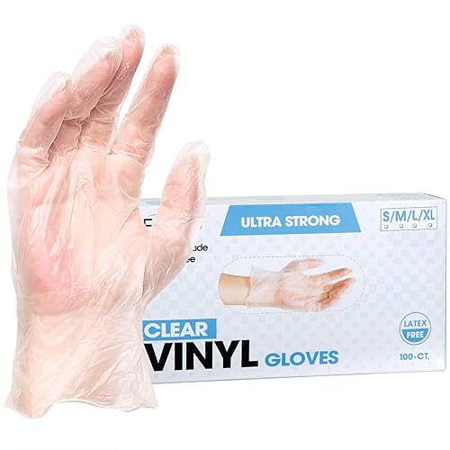 ForPro Disposable Vinyl Gloves, Clear, Industrial Grade, Powder-Free, Latex-Free, Non-Sterile, Food Safe, 2.75 Mil. Palm, 3.9 Mil. Fingers, Large, 100-Count