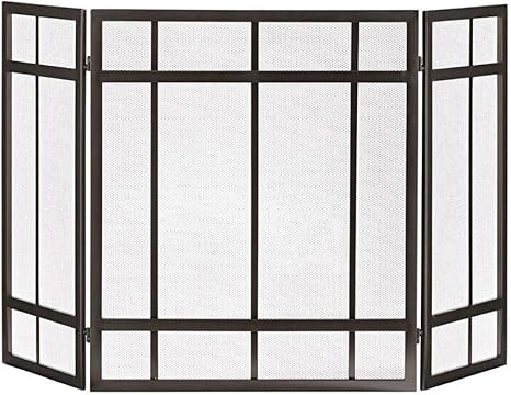 Pantalla Chimenea MYL Pantalla 3 Panel Negro Hierro Chimenea Con Color