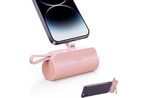 A SMALLGOAL Portable Charger Small Power Bank：5000mAh Mini Compact Portable Phone Charger for Travel - Compatible with iPhone 14 13 Samsung (Pink)