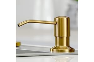Hoanmpy Soap Dispenser for Kitchen Sink Brushed Gold, Built in Stainless Steel Kitchen Soap Dispenser, Refill from The Top,in Counter Kitchen Sink Soap