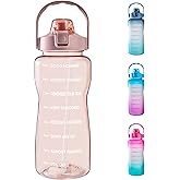 EYQ 64oz/128oz Leakproof Free Drinking Water Bottle with Motivational Time Marker BPA Free for Fitness, Gym and Outdoor Sports