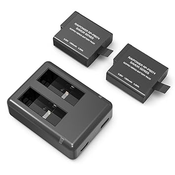 GoPro Akku RAVPower für Hero 5 / Hero 6 mit Ladegerät 2-Pack Ersatz akku, mit Zwei Steckplätzen für Mikro-USB & Type-C, 100% 