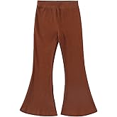 Noomelfish Girls Ribbed Flared Pants Cotton Ruffle Leggings Bell Bottoms (4-12 Years)