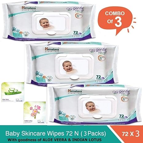 Himalaya Gentle Baby Wipes 72 (Multicolour) (Pack of 3) by FRATELLI