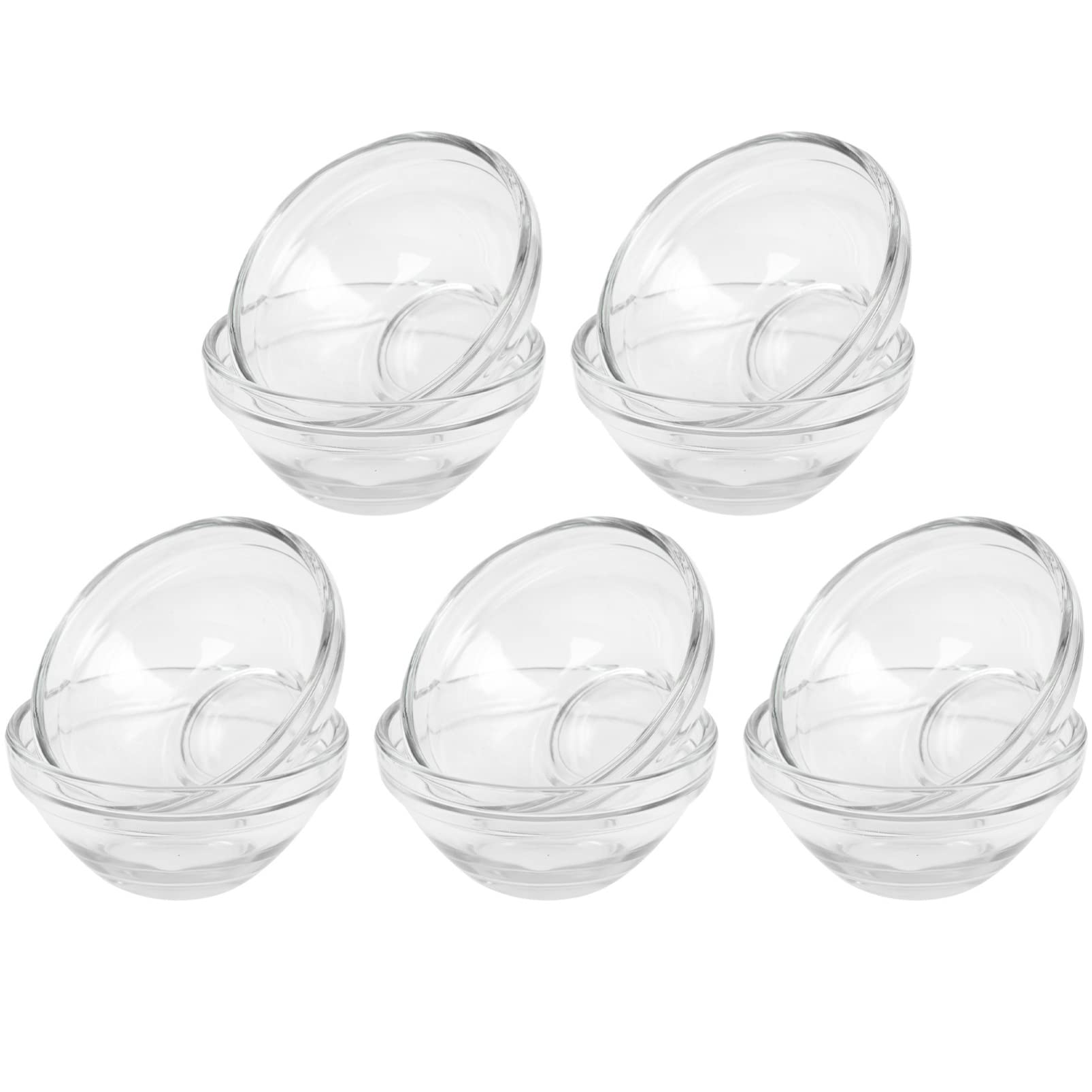 Zerodeko Small Glass Bowls 10PCS Glass Facial Mud Bowl Beauty Mixing Bowls Clear Serving Bowls Ramekins Bowls Cosmetic Beauty Tool for Home Salon Spa