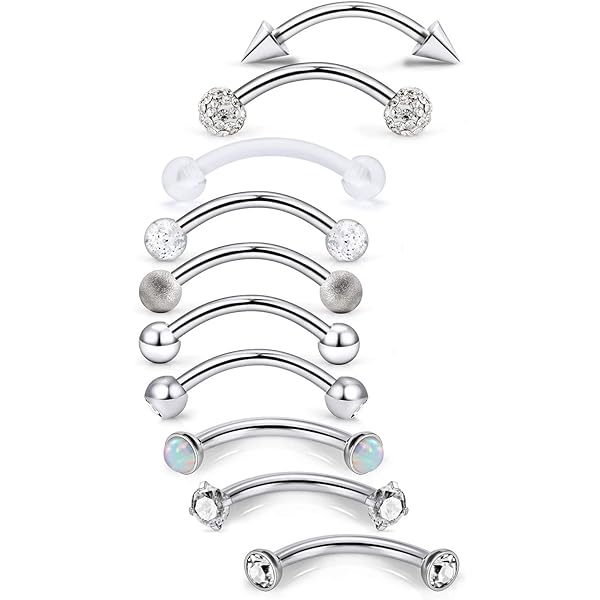 20Pcs/Set Body Jewelry Piercing Lot Stainless Steel Nose Lip Tongue Eyebrow Tragus Body Piercing Navel Belly Ring Barbells