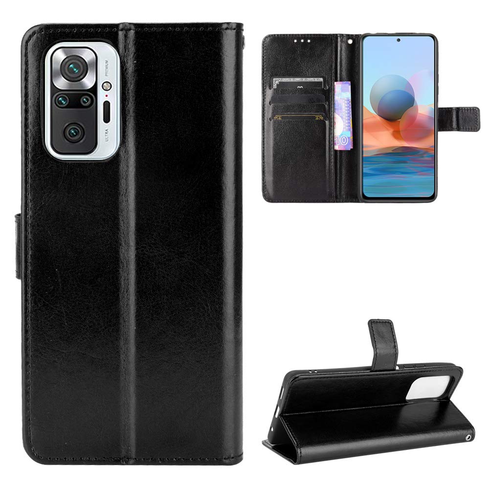 Xiaomi Redmi Note 10 Pro/10 Pro Max Case [Wallet Case] [Kickstand] [Card Slots] [Magnetic Flip Cover] Compatible with Xiaomi Redmi Note 10 Pro/10 Pro Max Smartphone(Black)