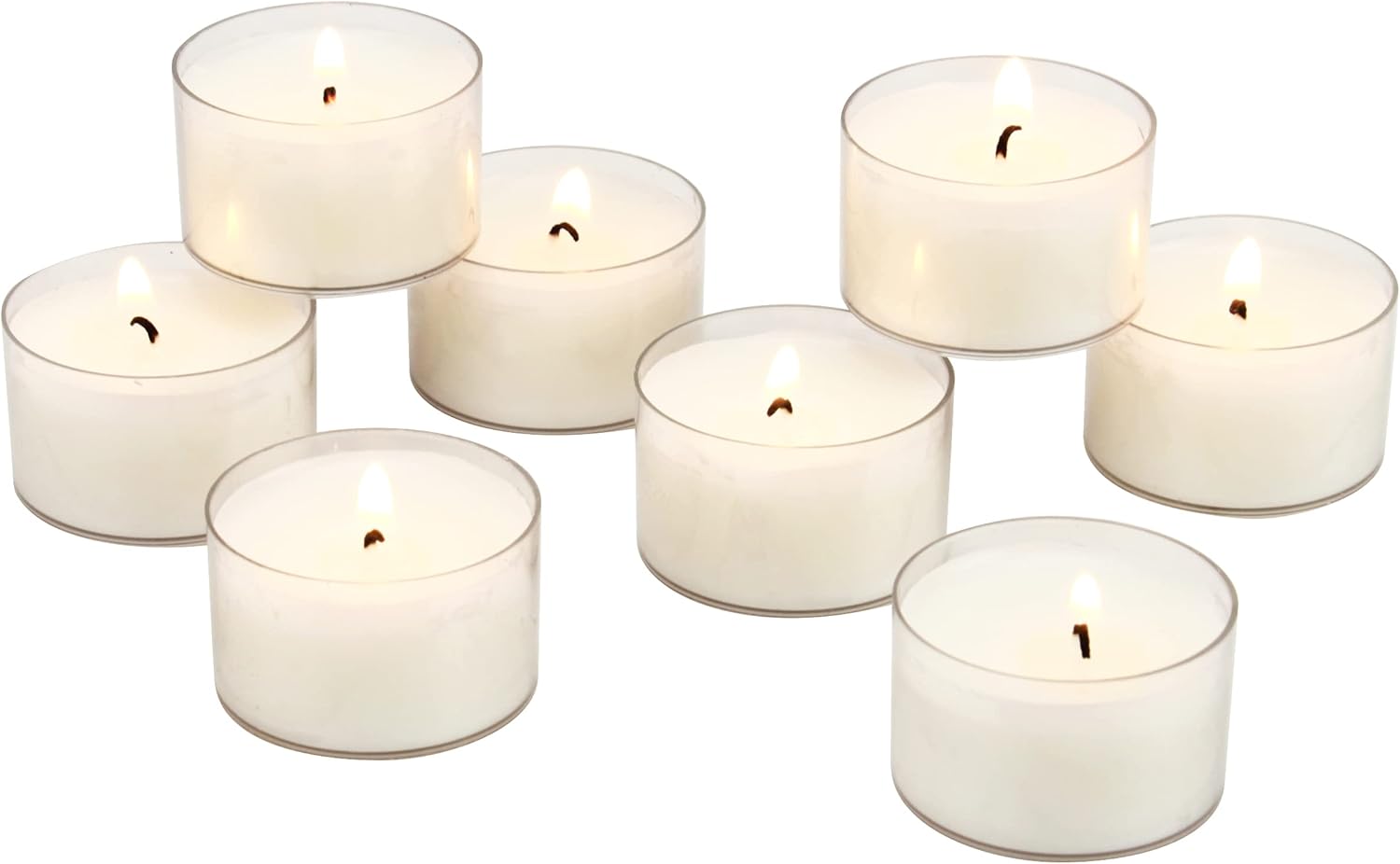 Candles & Holders - Stonebriar Bulk 48 Pack Unscented Smokeless Long Clear Cup Tea Light Candles with 8 Hour Extended Burn Time, 48 Count