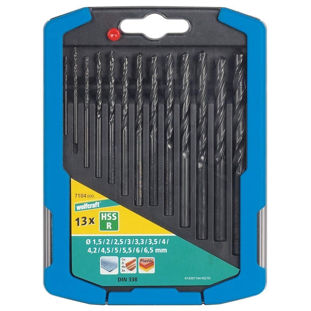 wolfcraft HSS Metal Drill Bit Set, 13 Pcs., Rolled I 7104000 I for Drilling into Metal