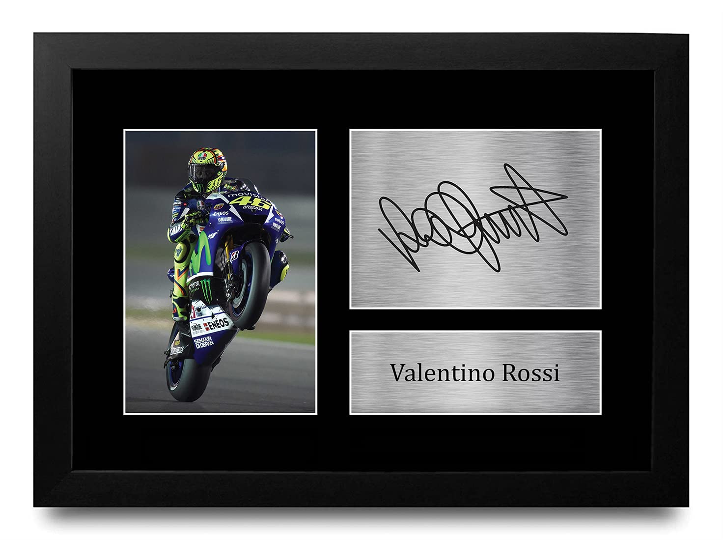 HWC Trading FR Valentino Rossi Gift Signed FRAMED A4 Printed Autograph Superbikes MotoGP Gifts Print Photo Picture Display