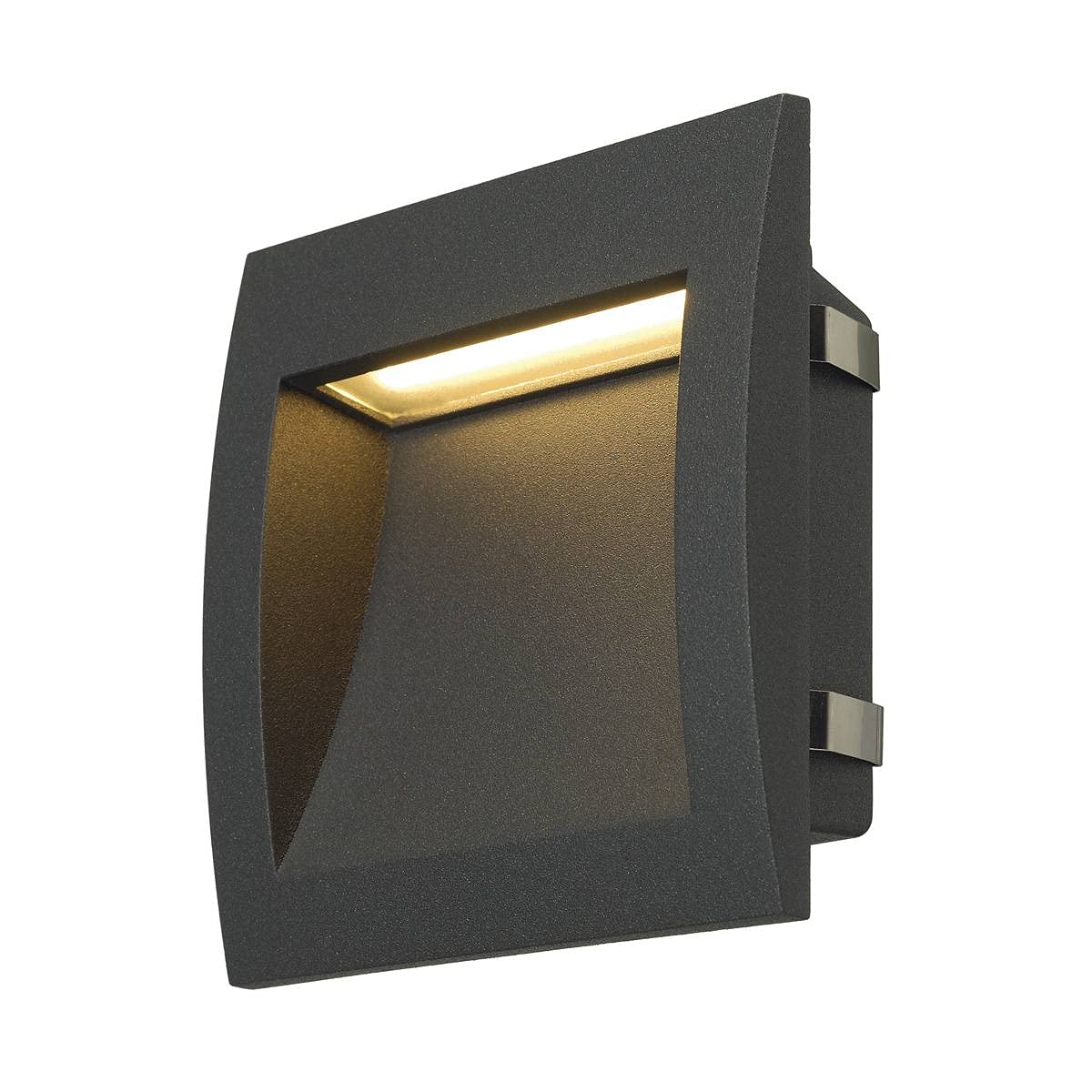 SLV recessed Wall Light DOWNUNDER Out LED L/Illumination for Walls, Paths, entrances, Built-in Outdoor Light, Garden lamp / IP55 3000K 3.3W 85lm Anthracite
