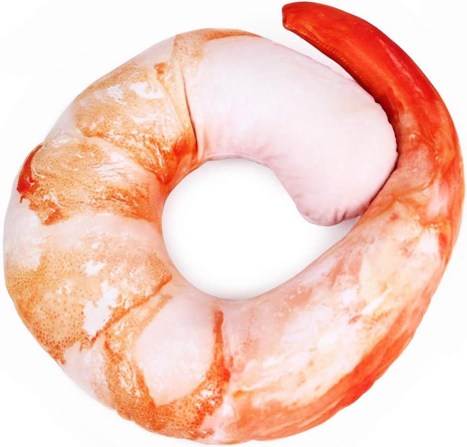 Goldblue Shrimp Meat U Shaped Neck Pillow Throw Pillow Cushion Plush Toy
